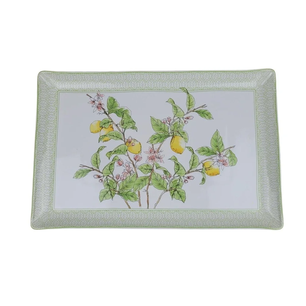 Williams Sonoma Citron Rectangle Platter Tray Lemon Botanical Made in Portugal‎